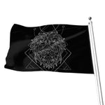 Black And White Leo Sign Print Flag