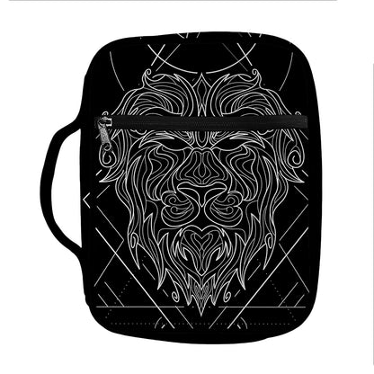 Black And White Leo Sign Print Front Pocket Bible Bag