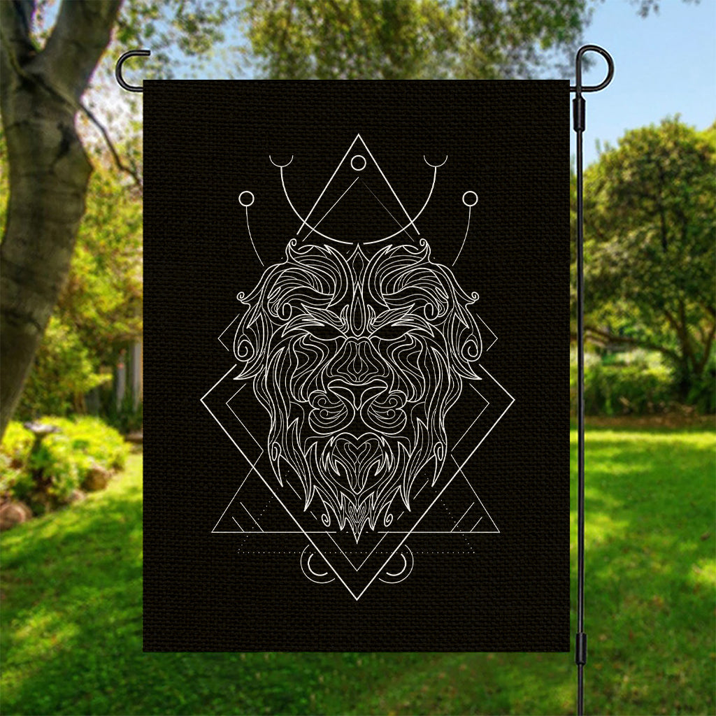Black And White Leo Sign Print Garden Flag