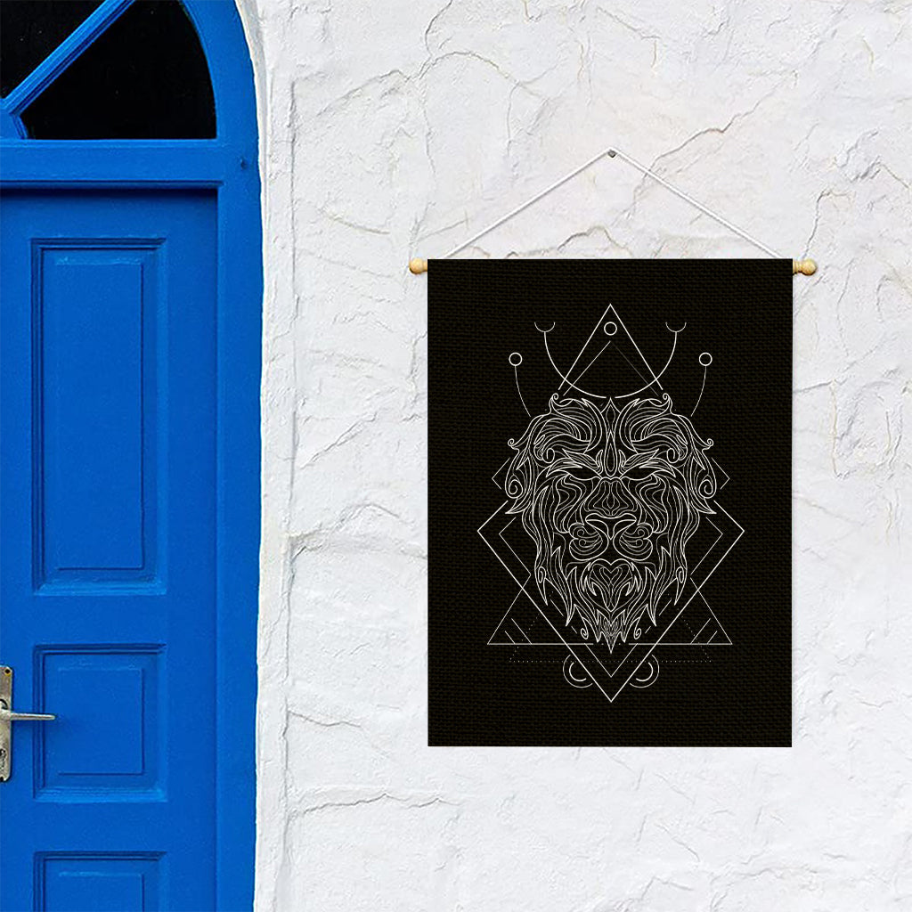 Black And White Leo Sign Print Garden Flag