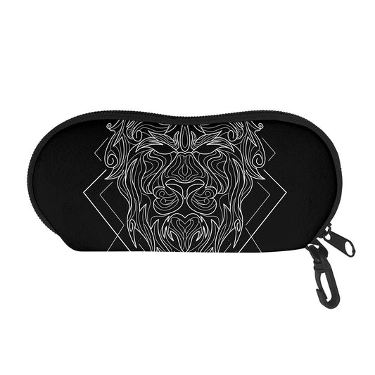 Black And White Leo Sign Print Glasses Case