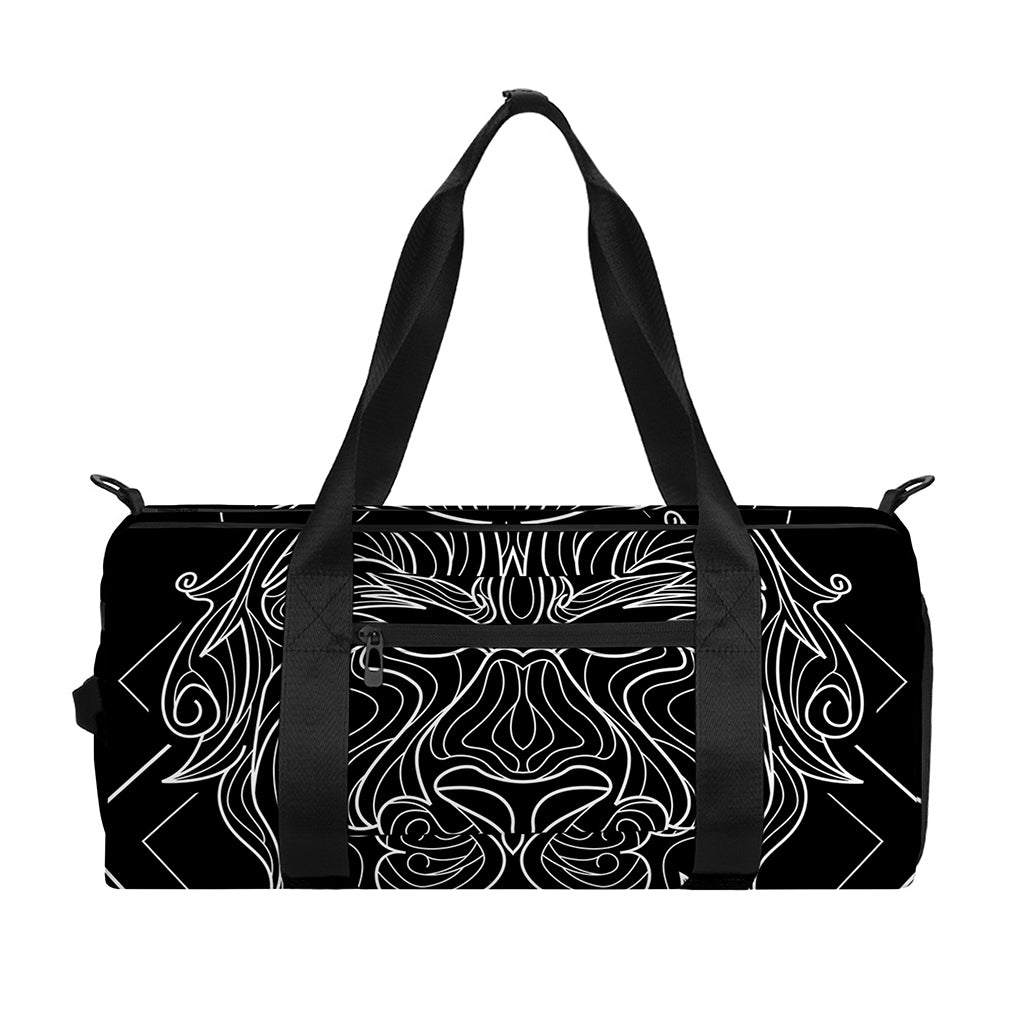 Black And White Leo Sign Print Gym Bag
