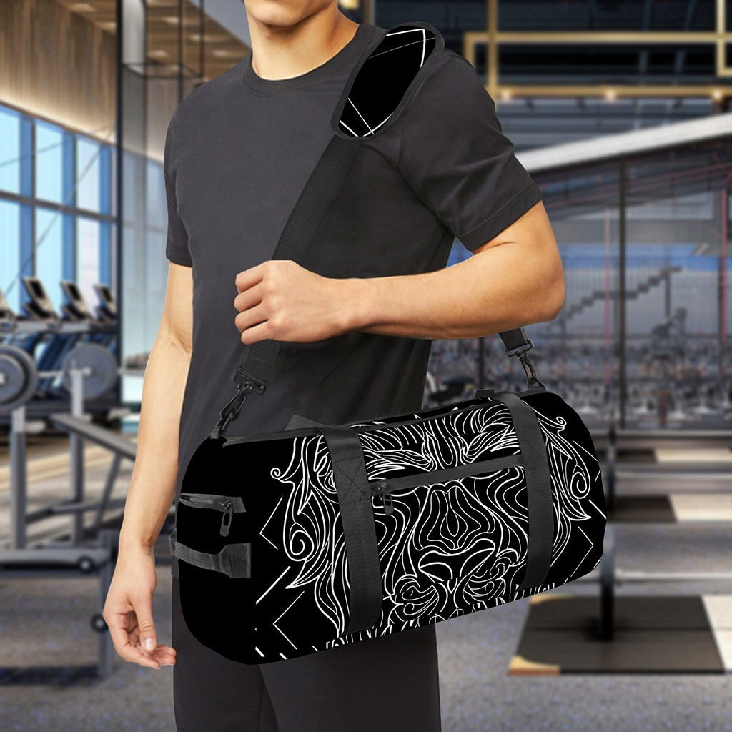 Black And White Leo Sign Print Gym Bag