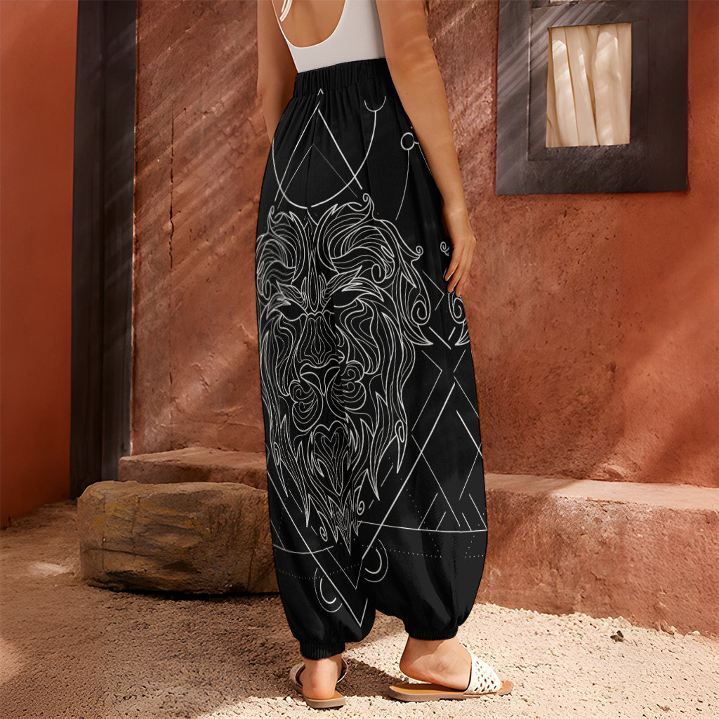 Black And White Leo Sign Print Harem Pants