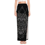 Black And White Leo Sign Print High Slit Maxi Skirt