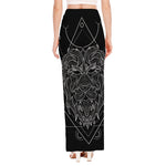 Black And White Leo Sign Print High Slit Maxi Skirt