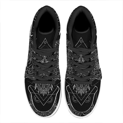 Black And White Leo Sign Print High Top Leather Sneakers