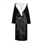Black And White Leo Sign Print Hooded Bathrobe