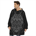 Black And White Leo Sign Print Hoodie Blanket