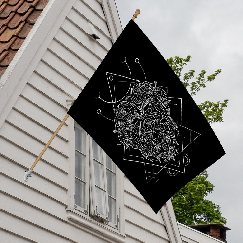 Black And White Leo Sign Print House Flag