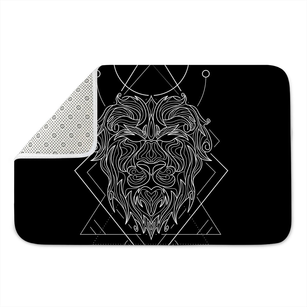 Black And White Leo Sign Print Indoor Door Mat