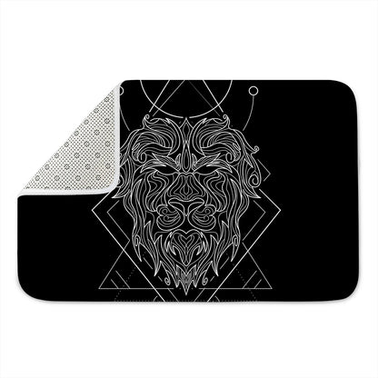 Black And White Leo Sign Print Indoor Door Mat