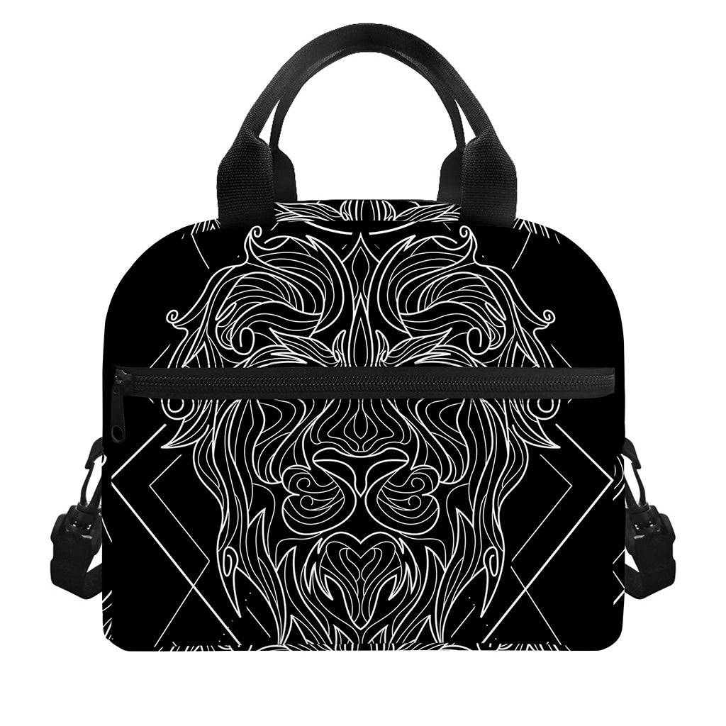 Black And White Leo Sign Print Insulated Lunch Bag