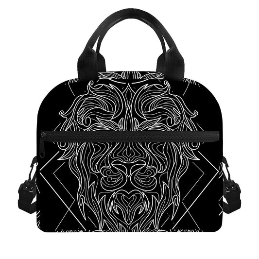 Black And White Leo Sign Print Insulated Lunch Bag