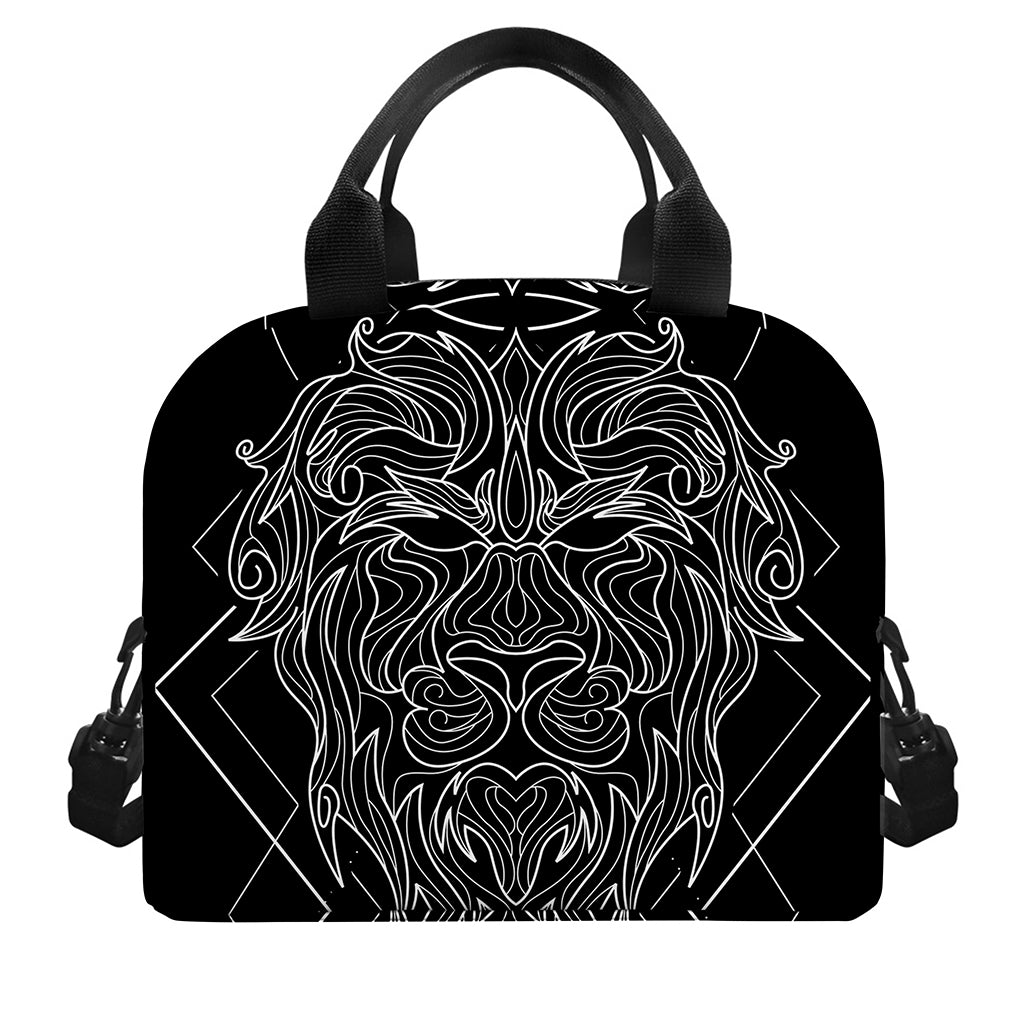 Black And White Leo Sign Print Insulated Lunch Bag