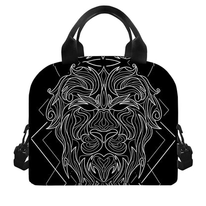 Black And White Leo Sign Print Insulated Lunch Bag