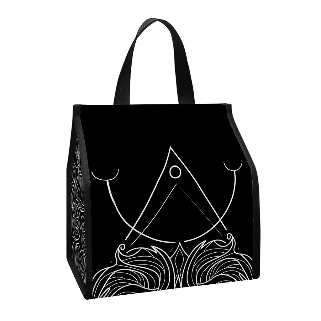 Black And White Leo Sign Print Insulated Lunch Tote