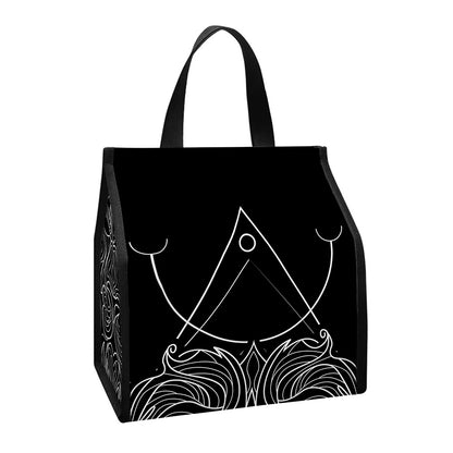 Black And White Leo Sign Print Insulated Lunch Tote