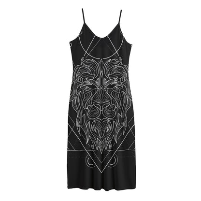 Black And White Leo Sign Print Jersey Midi Cami Dress