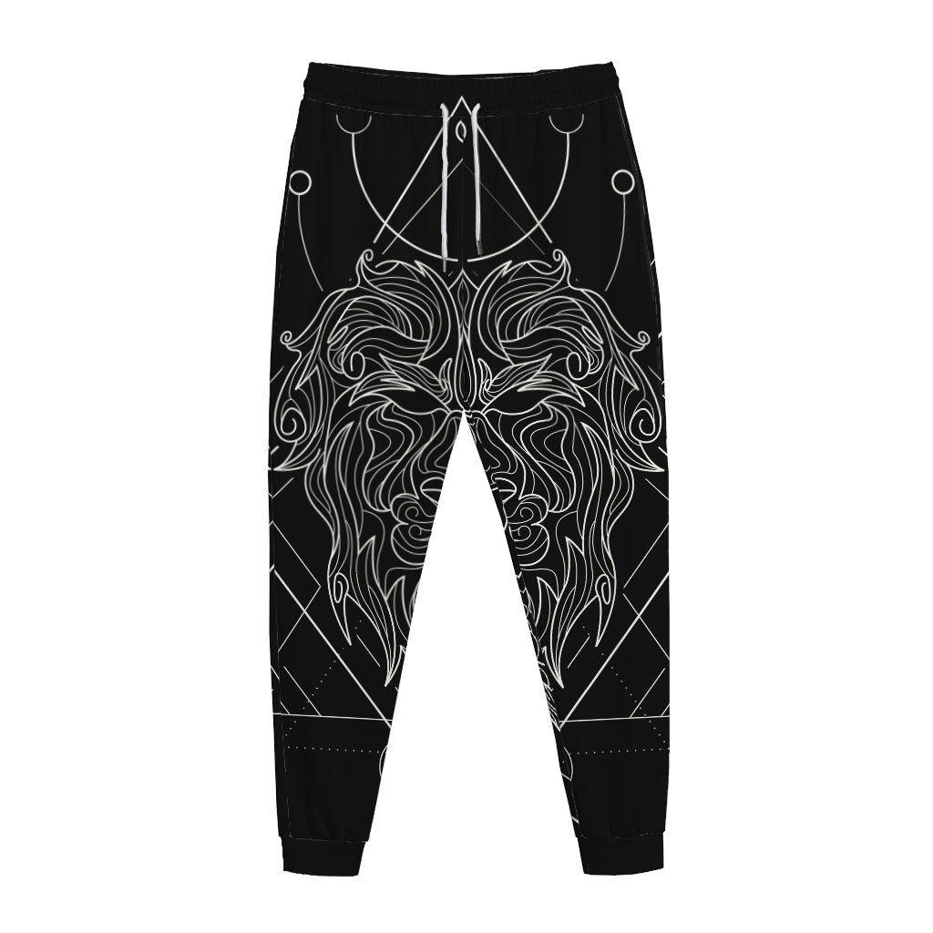 Black And White Leo Sign Print Jogger Pants