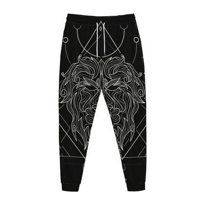 Black And White Leo Sign Print Jogger Pants