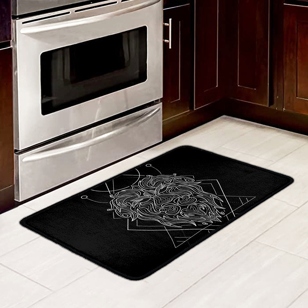 Black And White Leo Sign Print Kitchen Mat