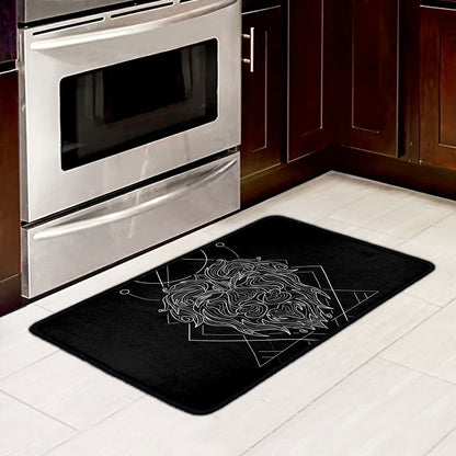Black And White Leo Sign Print Kitchen Mat