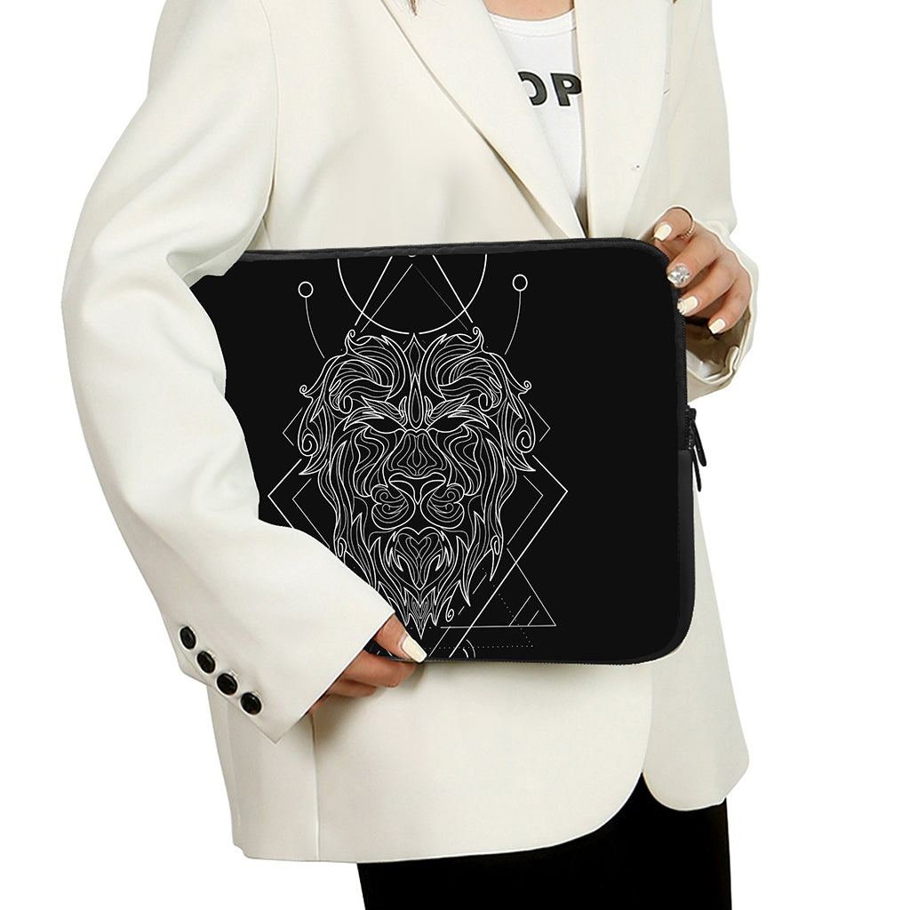 Black And White Leo Sign Print Laptop Sleeve
