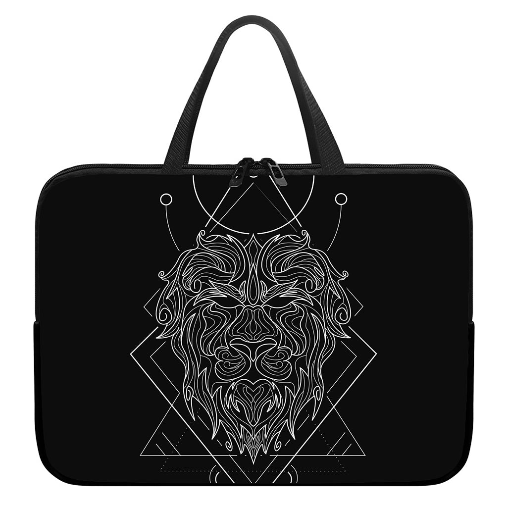 Black And White Leo Sign Print Laptop Sleeve With Handle