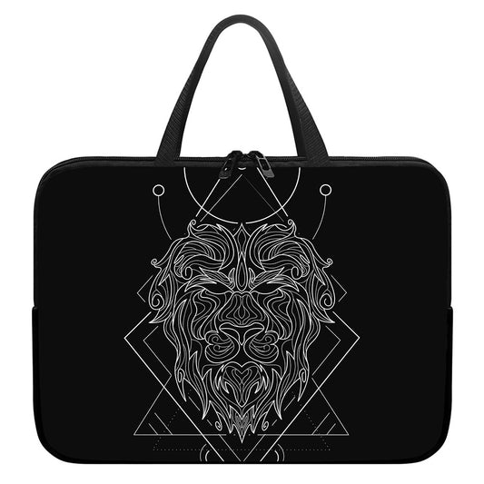 Black And White Leo Sign Print Laptop Sleeve With Handle