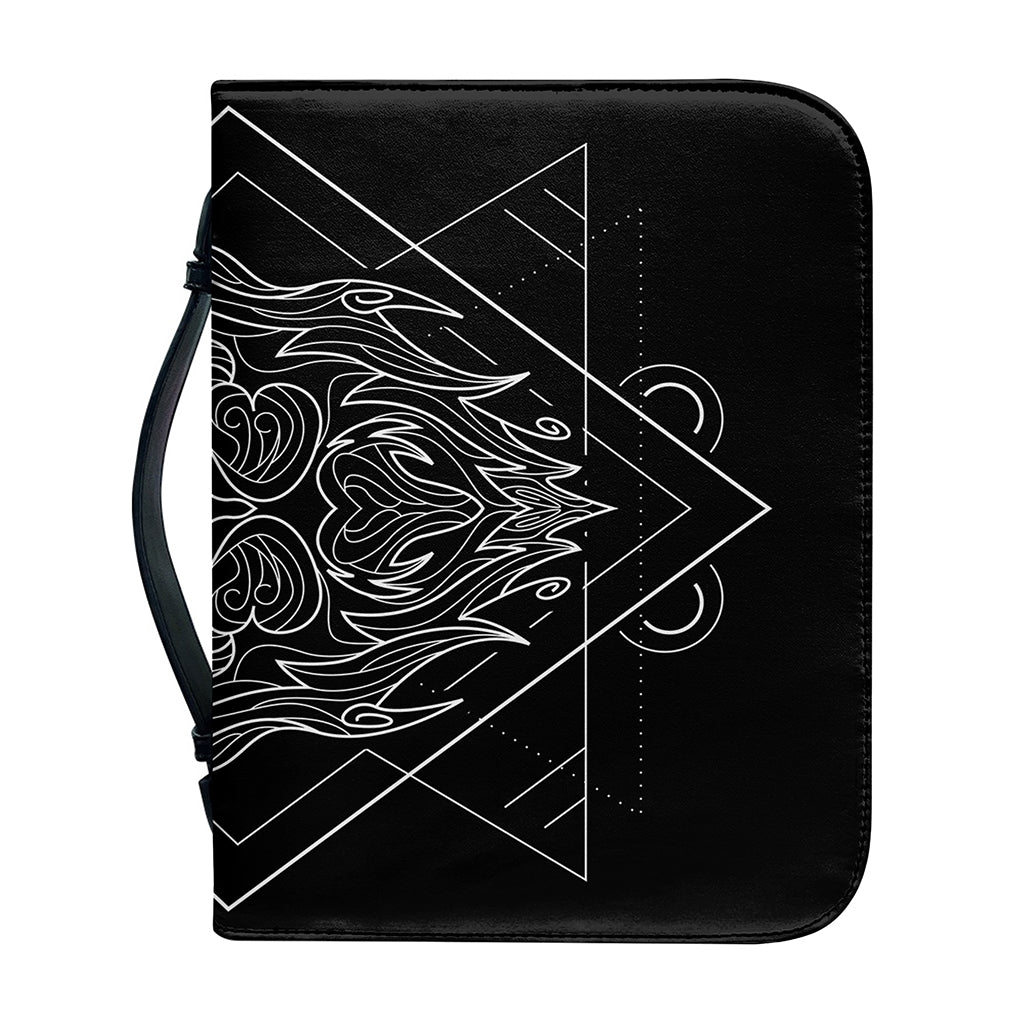 Black And White Leo Sign Print Leather Bible Cover