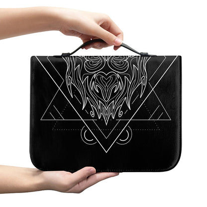 Black And White Leo Sign Print Leather Bible Cover