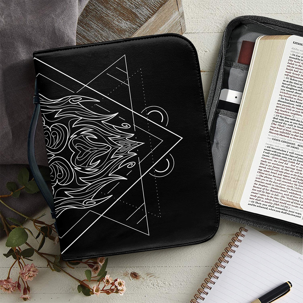 Black And White Leo Sign Print Leather Bible Cover