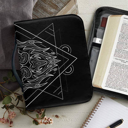 Black And White Leo Sign Print Leather Bible Cover