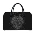 Black And White Leo Sign Print Leather Duffel Bag