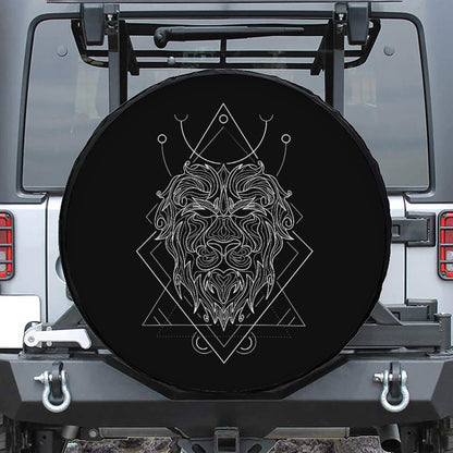 Black And White Leo Sign Print Leather Spare Tire Cover