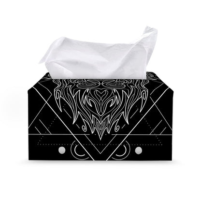 Black And White Leo Sign Print Leather Tissue Box Cover