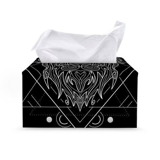 Black And White Leo Sign Print Leather Tissue Box Cover