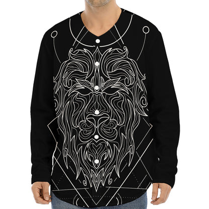 Black And White Leo Sign Print Long Sleeve Baseball Jersey