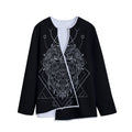Black And White Leo Sign Print Long Sleeve Short Coat