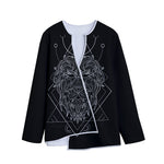 Black And White Leo Sign Print Long Sleeve Short Coat