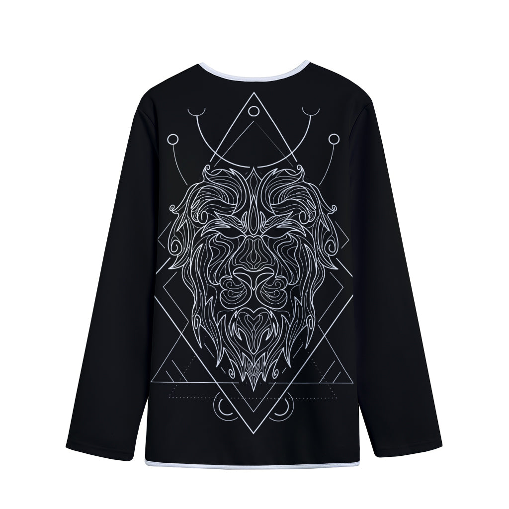 Black And White Leo Sign Print Long Sleeve Short Coat