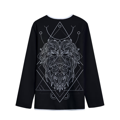 Black And White Leo Sign Print Long Sleeve Short Coat