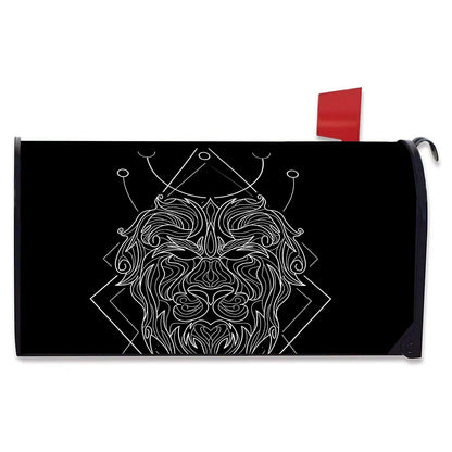 Black And White Leo Sign Print Mailbox Cover