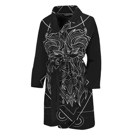 Black And White Leo Sign Print Men's Bathrobe
