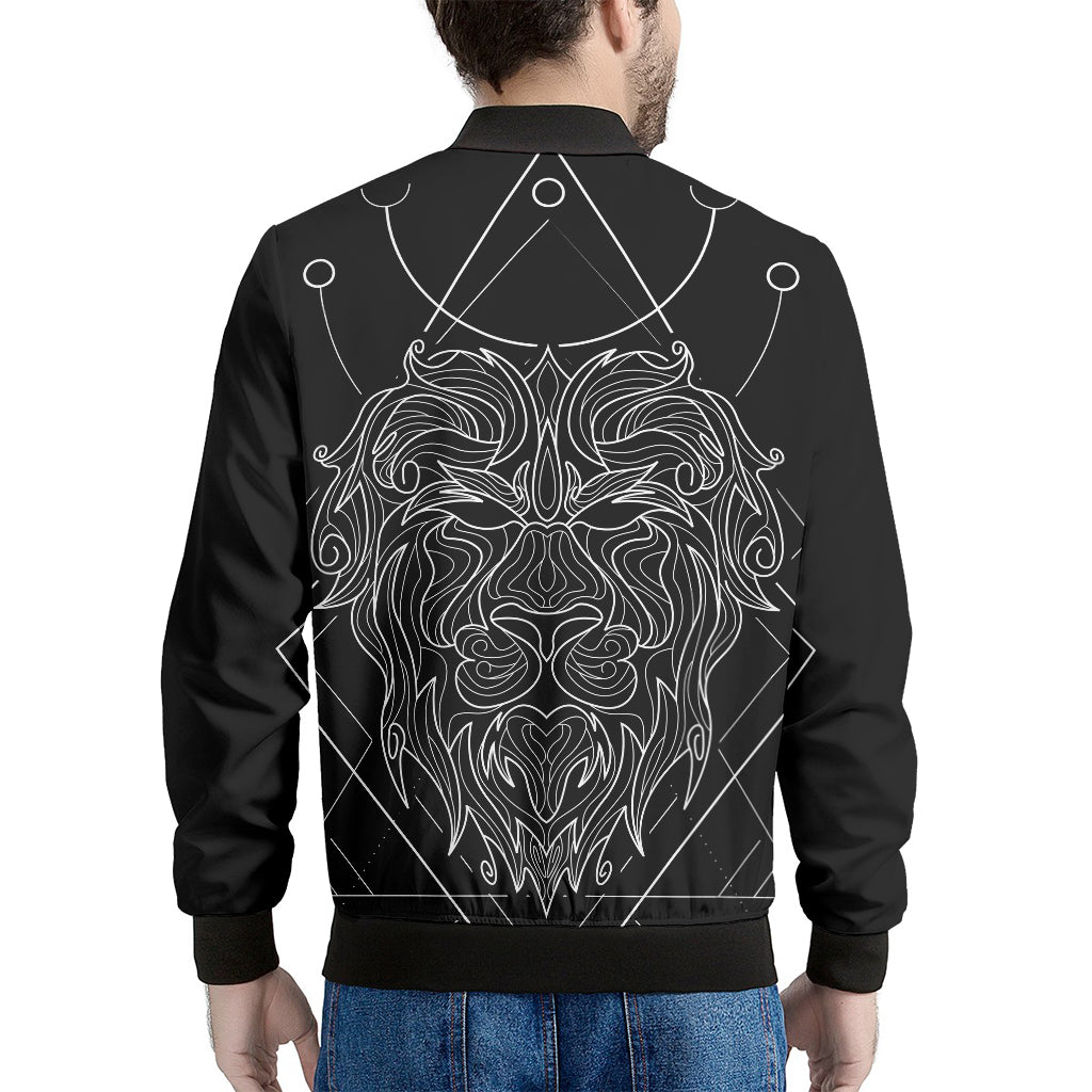 Black And White Leo Sign Print Men's Bomber Jacket