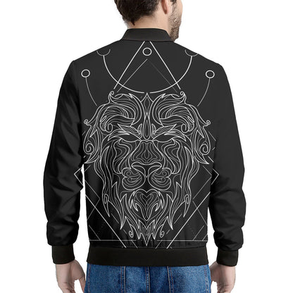 Black And White Leo Sign Print Men's Bomber Jacket