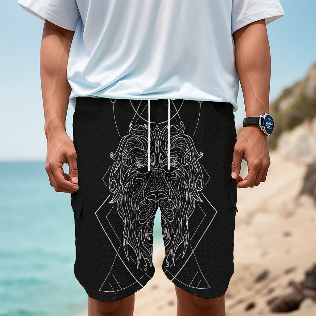 Black And White Leo Sign Print Men's Cargo Shorts