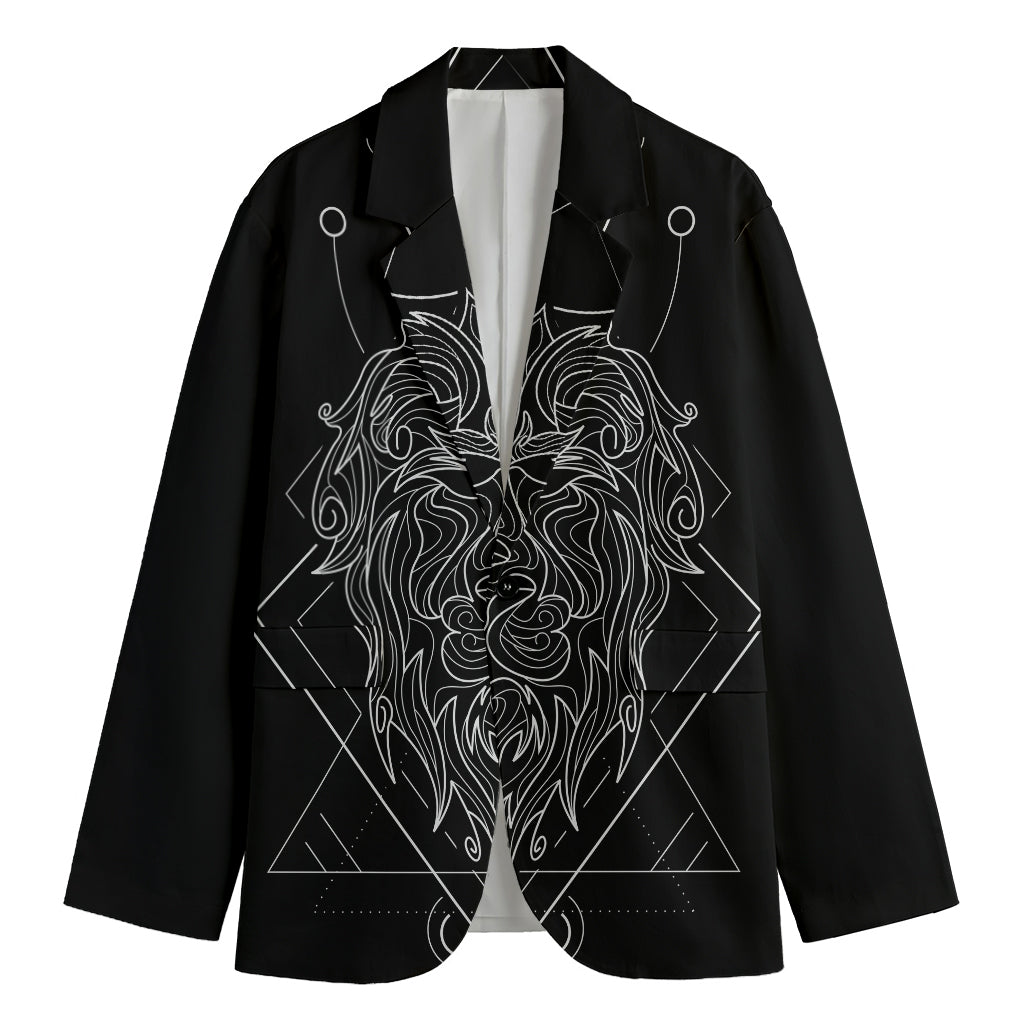 Black And White Leo Sign Print Men's Cotton Blazer