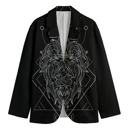 Black And White Leo Sign Print Men's Cotton Blazer